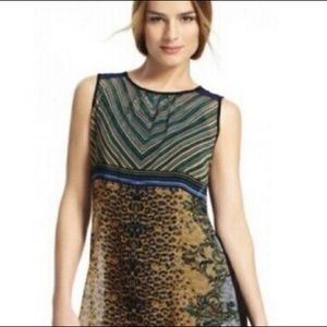 CAbi Buchanan Leopard Print Stripe Sleeveless Tank Top M #565